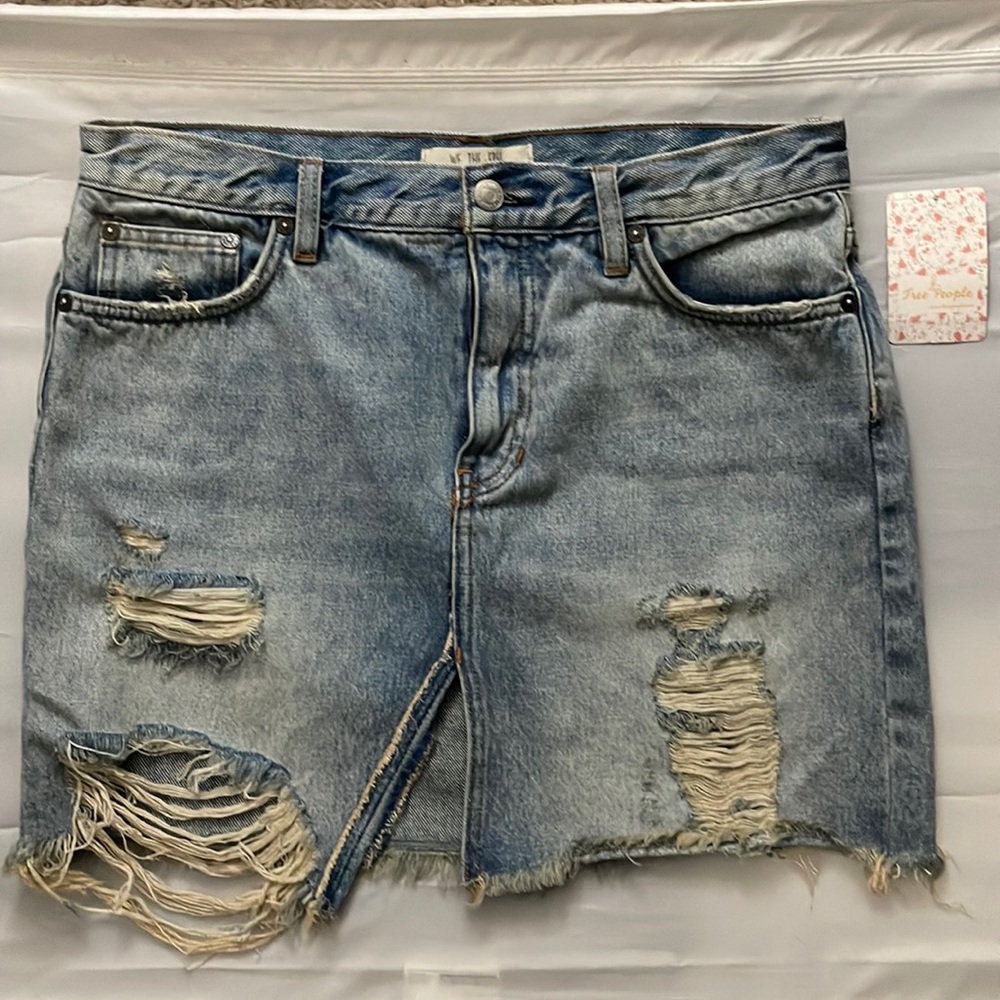 Free People light wash denim skirt